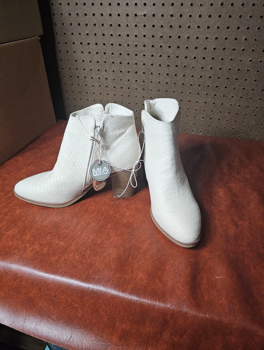 MIA Women's Ivory Textured Ankle Booties